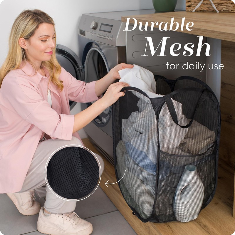 Handy Laundry Collapsible Mesh Pop Up Hamper with Wide Opening