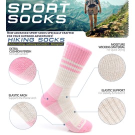 MIRMARU - 5 pares de calcetines de senderismo para mujer, absorbe la humedad, atléticos, para deportes al aire última intervensión, calcetines de cojín, 1. Estilo # 231- Varios colores surtidos