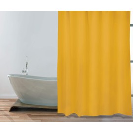 MSV Anti-Mould Shower Curtain - Anti-Bacterial, Washable, Waterproof, Polyester, 180 x 200 cm, Saffron Yellow