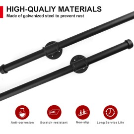 SCIEO 10FT Staircase Handrail Wall Mount Handrail for Indoor Stair, Industrial Pipe Stair Handrails Grab Bar-Metal Galvanized Steel Hand Railing for Outdoor Indoor Stairs Steps Loft Porch