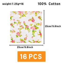 FAIRYGATE Fat Quarter Bundles 16 Pcs 25 x 25cm Pre Cut Fabrics DIY Assorted Cotton Pink and Red Series Sewing Cottons Fabric Squares Bedding Suite Quarters Bundle C0321