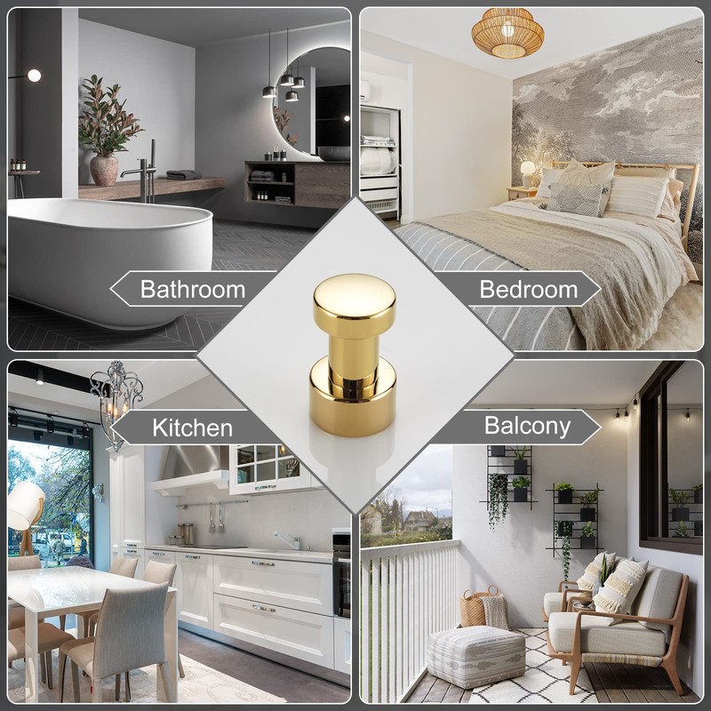 BVL Gold Robe Hook Brass Adhesive Towel Hook for Bathroom
