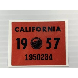 1957 California License Plate Registration Sticker, YOM, CA DMV show car