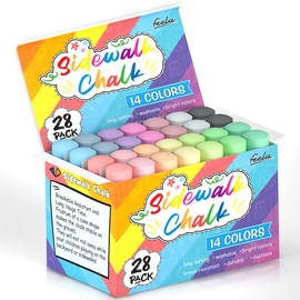 28 Pack Jumbo Chalks for Children, Feela 14 Coloured Sidewalk Chalks for Kids Toddlers, Pavement Outdoor Chalk Set for Painting on Sidewalk School Chalkboard Blackboard Street Playground