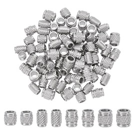 UNICRAFTALE About 80Pcs 4 Styles Stainless Steel Column Beads Metal Rondelle Spacer Bead Tube 3-4mm Large Hole European Bead for DIY Bracelet Necklace Jewelry Making