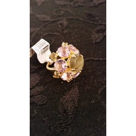 BELLEZZA  FLOWER Gemstone Amethyst & Labradorite Cluster Ring Size 6 NEW