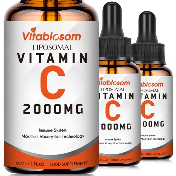 Liposomal Vitamin C 2000mg Liquid for Adults, High Absorption VIT C ，Maximize Vitamin C, for Immune System & Antioxidant, 60ML (3 Bottle)