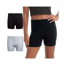 Rene Rofe - Pantalones cortos de juego para niñas, paquete de 2 pantalones cortos elásticos suaves para baile y bicicleta para niñas, pantalones cortos deportivos transpirables para niñas (6X-14),