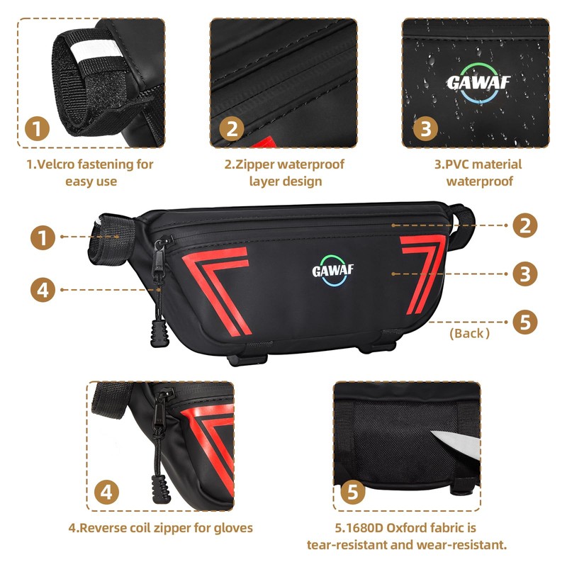 GAWAF Upgrade Motorcycle Handlebar Bag, Universal Waterproof Motorcycle Tool Bag,