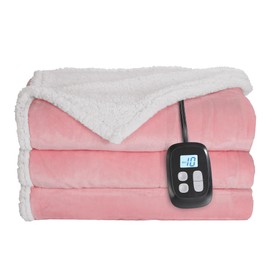 LaffyLo Electric Heated Blanket Full Size - 72"x84", Soft Flannel Heating Blanket, 10 Heating Levels, 1-12 H Auto Shut Off, Breathable Warm and Washable for Bed, Light Pink