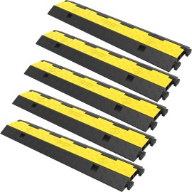 2 Channel Cable Protector Ramp 5-Packs Modular Rubber Speed Bump 11000 LBS Load Capacity Protective W Speed Bump Hump RampQuantity: 5