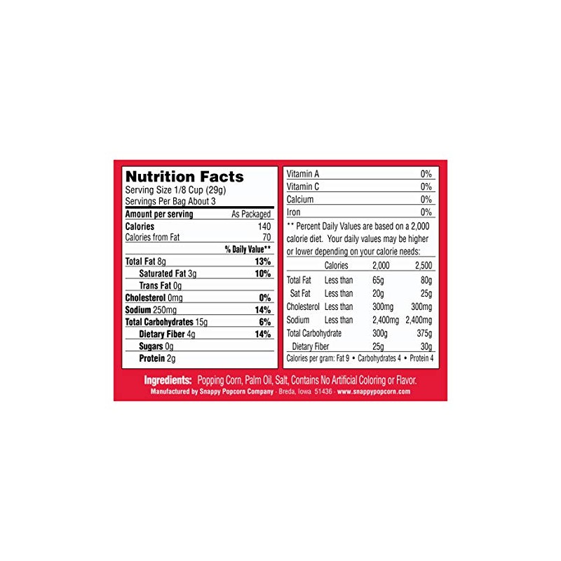 Snappy Natural Microwave Popcorn, 3.5 oz, 48 Pack