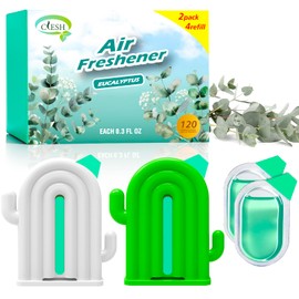 Air Freshener for Home, 2 Pack, 2 Refill, Eucalyptus Scent, Odor Eliminator, Up to 120 Days, Cactus-shaped Freshener for Closet Bathroom, Cute Home Decor, White and Green