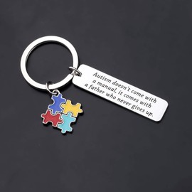 MYSOMY Autism Mom Keychain Autism Awareness Gifts Autism doesn't Come with a Manual It Comes with a Mother who Never Gives Up (Autism Father)