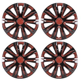 ROXX 4Pcs Set 13inch Universal Wheel Rim Cover Hubcaps Replacement (Only Fit for Iron Hub), ABS Material Snap On Car Truck SUV Hub Cap (5083, Black & Red Lacquer)