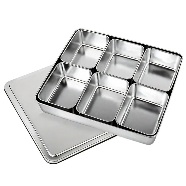 Stainless Steel Seasoning Container, 304 Stainless Steel Divided Serving Tray