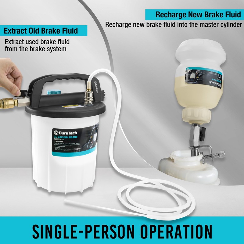 DURATECH 3L Pneumatic Brake Bleeder Vacuum Pump Kit, One Person