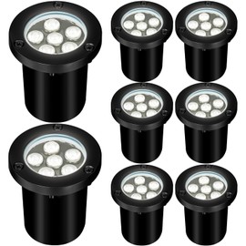 AOAXL 6W LED Landscape Lights, 110V 120V Well Lights IP68 Waterproof 5500k Cool White Outdoor In-Ground Lights for Yard, Garden Patio, Pathway,8 Pack