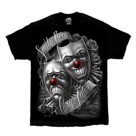 Smile Now Cry Later Drama Mask Lowrider Chicano Art David Gonzales DGA T Shirt XX-Large Black