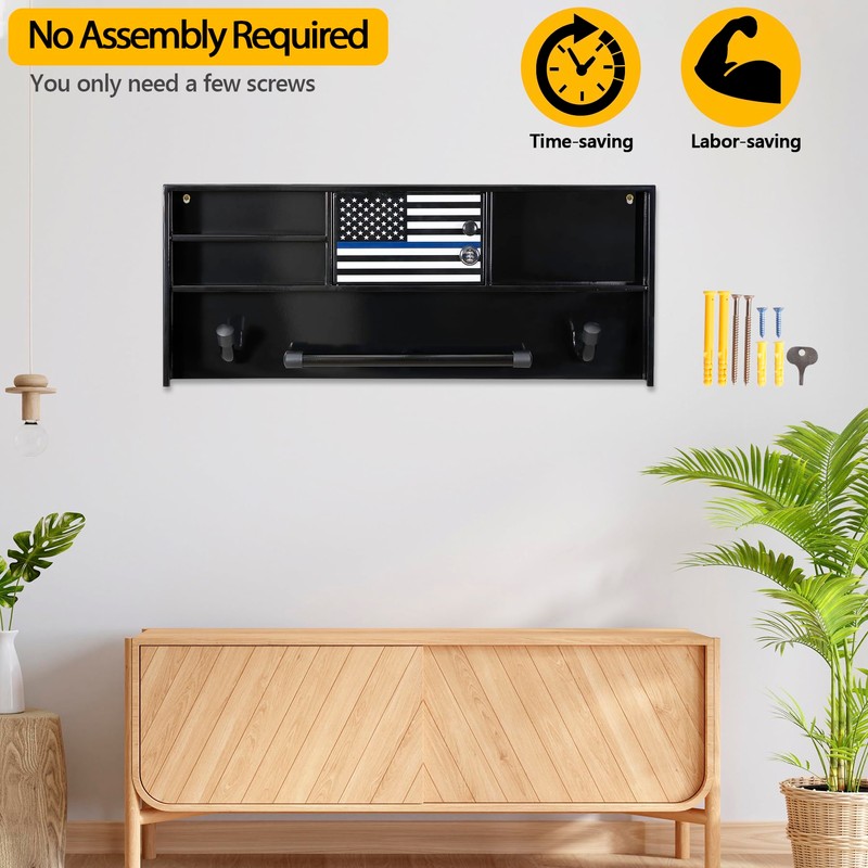 BUYYAH Wall Mounted Police Gear Rack, All Iron Frame with