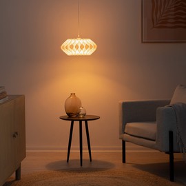 kwmobile Puzzle Lampshade - 10" Diameter DIY Ceiling Light Lamp Shade with 22 Pieces - Flat Chandelier Design for Pendant Lights - Size M, White