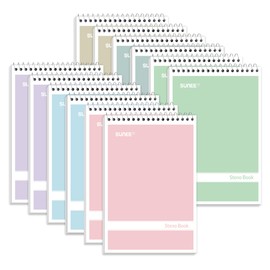 SUNEE 12 Pack Steno Pads 6x9, Gregg Rule, 60 Sheets, 6 Assorted Color Spiral Notebook 6x9, White Paper, Take Notes with Top Spiral Notebook, for School, University, College, Work, Office