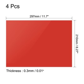 uxcell 4Pcs A4 Gel Light Lighting Filter Overlay Transparent Color Correction Plastic Vinyl PVC Sheets Photography Television Red