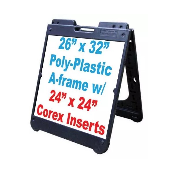 CommerceSigns Poly A-Frame 26"x32" Double Sided Sidewalk Sign w/Coroplast Panels