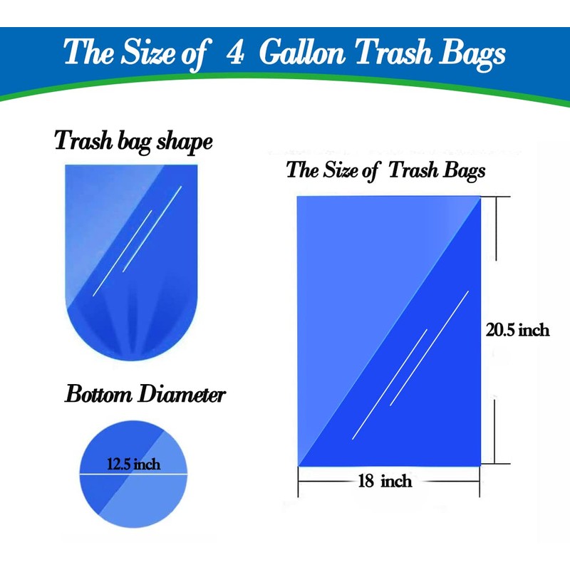 4 Gallon Trash Can Liners - Small Garbage Bags 250,