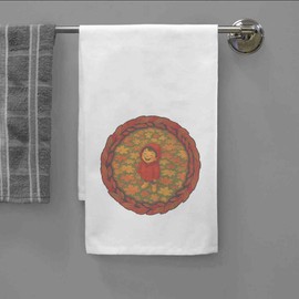 Azeeda 'Playing in Autumn Leaves' White Cotton Tea Towel/Dish Cloth (TW00066161)