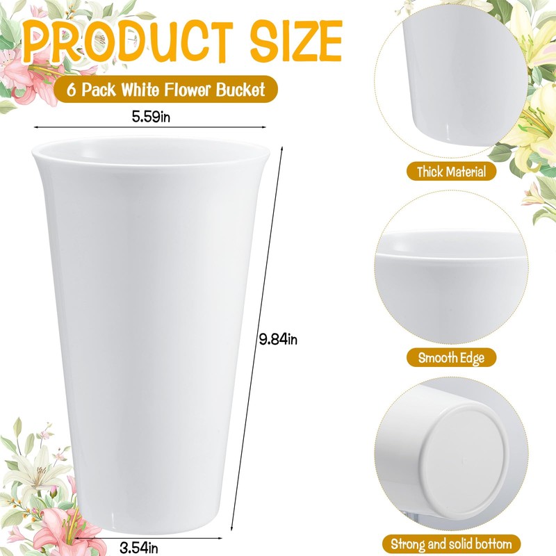 HFYZZ 6 Pack Flower Buckets for Cut Flowers 9.84 Inch