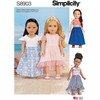 Simplicity US8903OS Sewing Pattern S8903 18" Doll Clothes, Various, White