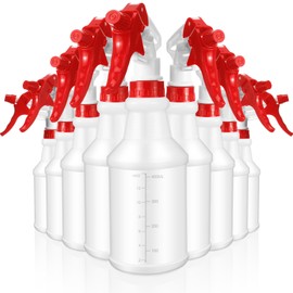 Gandeer Gandeer 10 Pack Spray Bottles 16 Oz Empty Water Spray Bottles for Cleaning Heavy Duty Refillable Squirt container with Measurements Adjustable Nozzle for Household Commercial Industrial(Red)