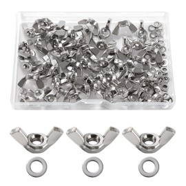 Lyeteung 50 Pieces M4 Wing Nut, Stainless Steel Wing Nut, Metric Wing Nut, with 50 Pieces Washers for DIY Tools, Electronic Devices Hardware