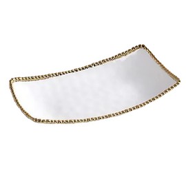 Pampa Bay Golden Salerno Rectangular Deep Server, Porcelain, 15" x 8.5" x 3"