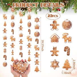 Namalu 20 Pcs Christmas Gingerbread Hanging Banners Decorations Vertical Gingerbread Hanging Banners for Christmas Party Tree Ornaments Decorations Xmas Party Holiday Home Wall Decor Supplies