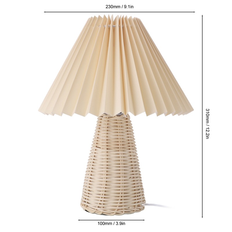 Pleated Table Lamp with Remote Control Modern Beige Fabric Shade
