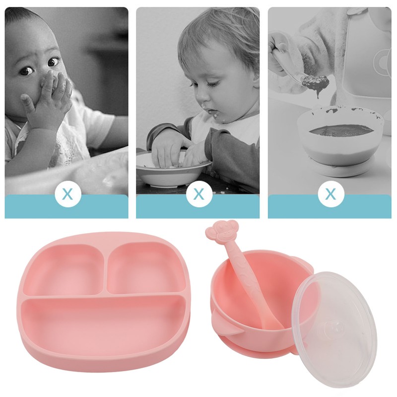 Baby Feeding Set Baby Silicone Anti Fall Portable Feeding Eating