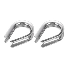 sourcing map 9/16" M14 Stainless Steel Thimble, 304 Stainless Steel Wire Rope Cable Thimbles Rigging Marine Grade, Silver 2Pcs