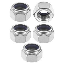 M METERXITY 5-Pack Nylon Insert Hex Lock Nuts, M18 x 2.5mm Thread 304 Stainless Steel Self-Locking Locknuts Hexagon Nut Metric Nuts for Machinery/Home Repair/Industrial Fasteners