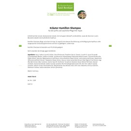 Sanct Bernhard Herbal Chamomile Shampoo with Horse Chestnut Extract, Vitamin A & E, 750 ml