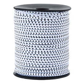 Bungee Cord - 1/8 Inch x 100 Feet - Elastic Shock Cord, Stretch Rope for Kayak, Crafts, Tie-Downs, DIY Projects - Flexible, High-Strength Bungee Rope (White with Black Trace)