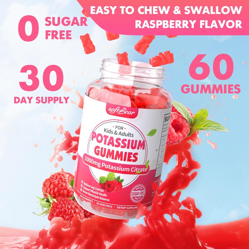 softbear Potassium Citrate 1000mg Gummies – High Absorption Potassium Gummies