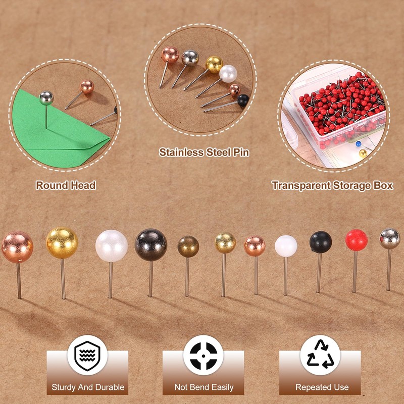 uxcell 400 Pcs Push Pins, Map Thumb Tacks 4mm Round