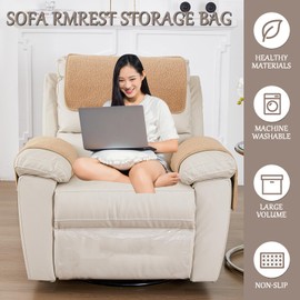 NNSMUN Armrest Cover, Recliner Chair Protector, Furniture Protector Slip, Side Storage Pocket, Stretch Armchair Couch Arm Rest Cover for Recliner, Chair, Sofa (Camel,2 Seater(4pcs))