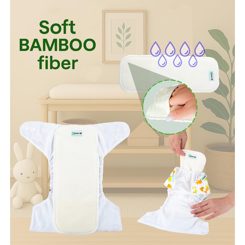 Kolo 2 Reusable Baby & Newborn Nappies + 2 Bamboo