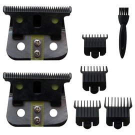 Upgraded 2 Pack Replacement Blades for Andis #04710#04521 T-outliners (Black Steel T Blade + Black Steel Blade)