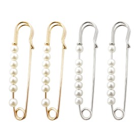 Honbay Honbay 4PCS 7cm/2.76inch Fashion Faux Pearl Brooch Pins Safety Pins