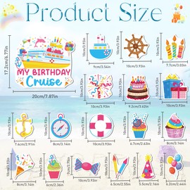 Cruise Door Magnets Decorations, 18PCS Colorful Birthday Cruise Magnets for Ship Cabin Door, Cruising Must Haves Magnetic Signs