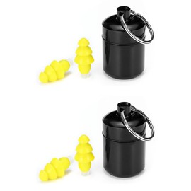 Silikon-Ohrstöpsel mit Aluminium-Tragetasche, Geräuschunterdrückung, wasserdichte Ohrstöpsel zum Schwimmen, Schlafen, Konzert, Schnarchen, Reisen, Arbeit, 2 Paar, Gelb
